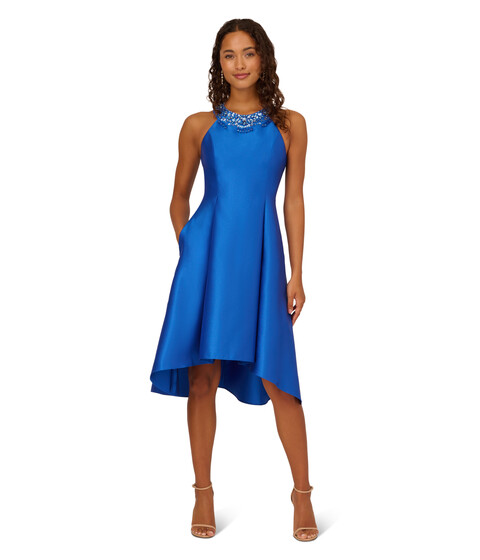 Imbracaminte Femei Adrianna Papell Fit And Flare Stretch Mikado Party Dress with Beaded Neckline Ultra Blue