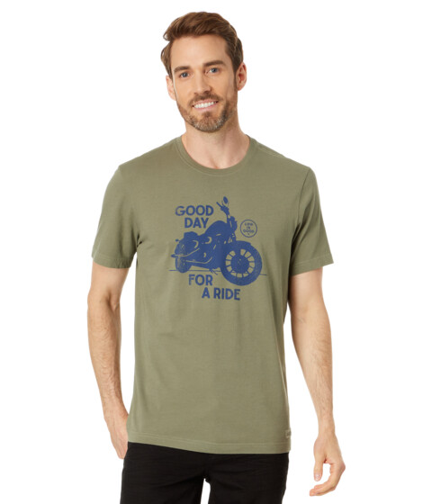 Imbracaminte Barbati Life is Good Good Day For A Ride Motorcycle Short Sleeve Crusher-Litetrade Tee Moss Green