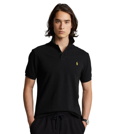 Imbracaminte Barbati Polo Ralph Lauren Custom Slim Plaid Trim Mesh Polo Shirt Polo Black