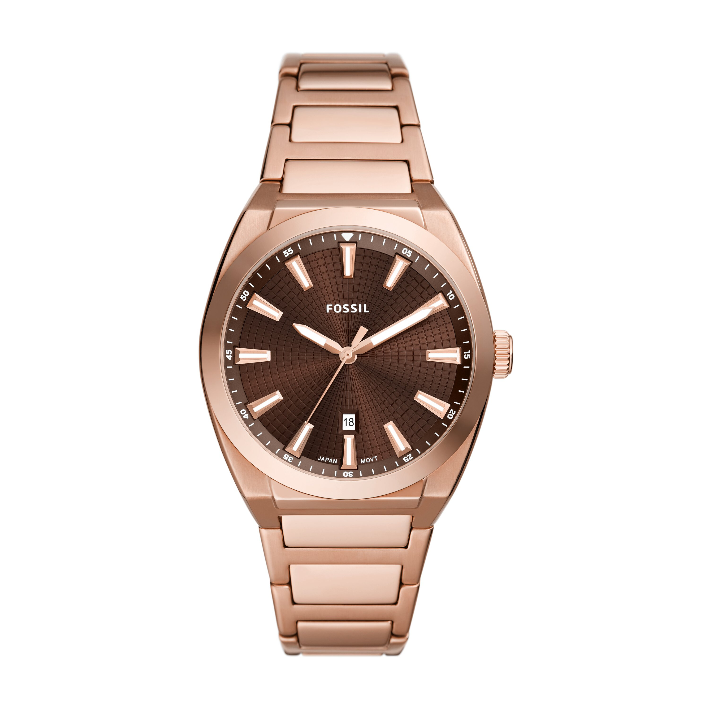 Ceasuri Barbati Fossil Everett Three-Hand Date Rose Gold-Tone Stainless Steel Watch - FS6028 Rose Gold