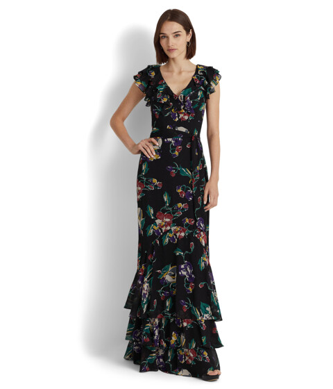 Imbracaminte Femei LAUREN Ralph Lauren Floral Crinkle Georgette Gown Black Multi