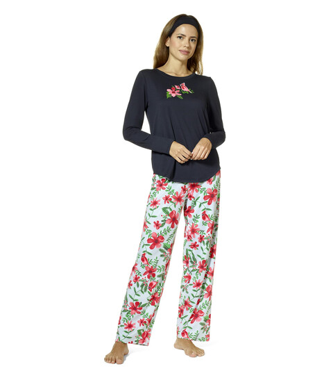 Imbracaminte Femei HUE Cardinal Bloom Timeless Soft Jersey Three-Piece Pajama Set Black