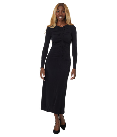 Imbracaminte Femei MICHAEL Michael Kors Long Sleeve Chiffon Ruch Midi Dress Black