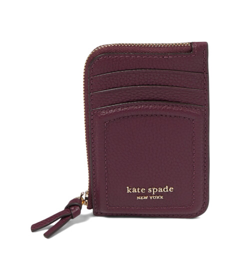 Genti Femei Kate Spade New York Knott Pebbled Leather Zip Card Holder Deep Cherry