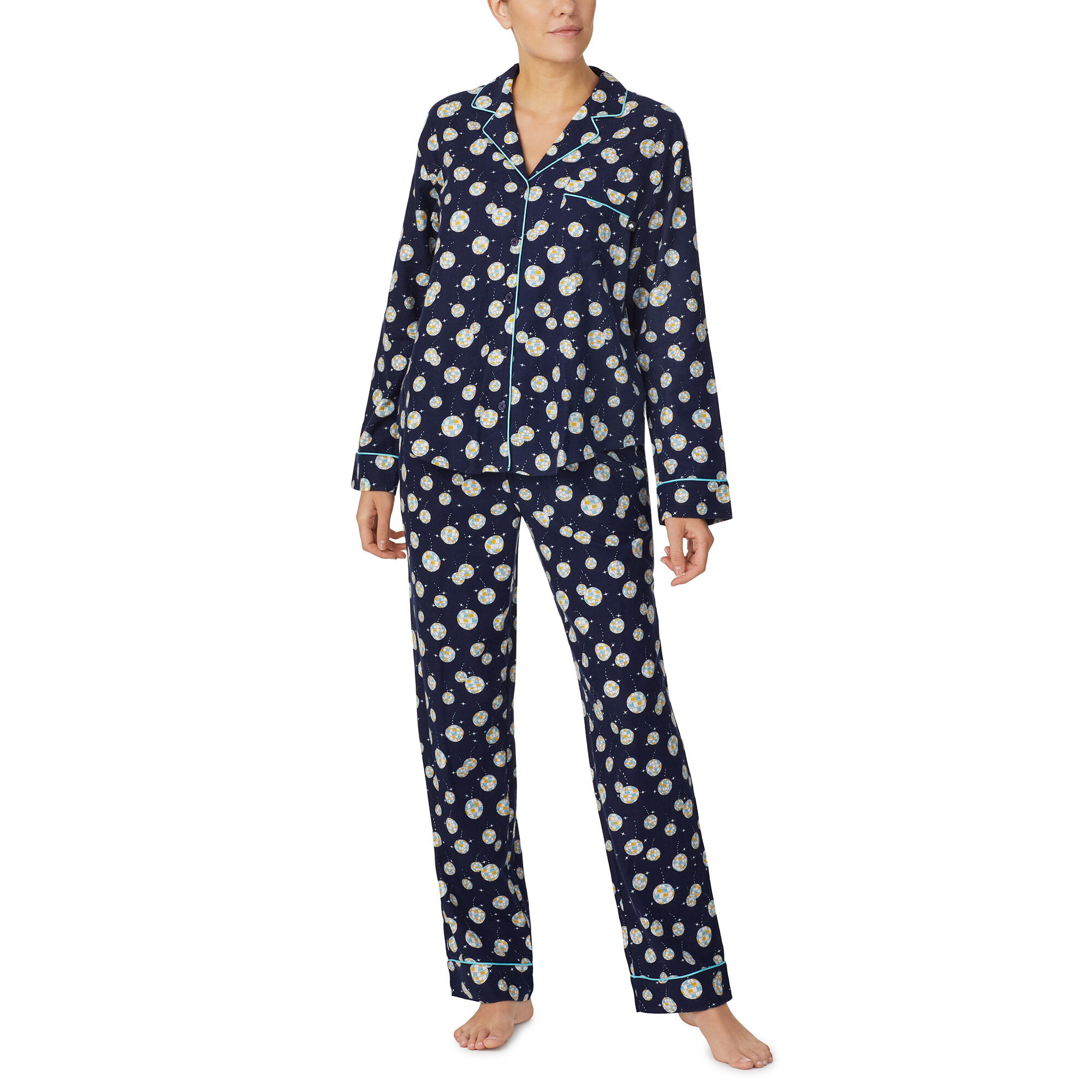 Imbracaminte Femei Kate Spade New York Long Sleeve Flannel Pajama Set Disco Ball