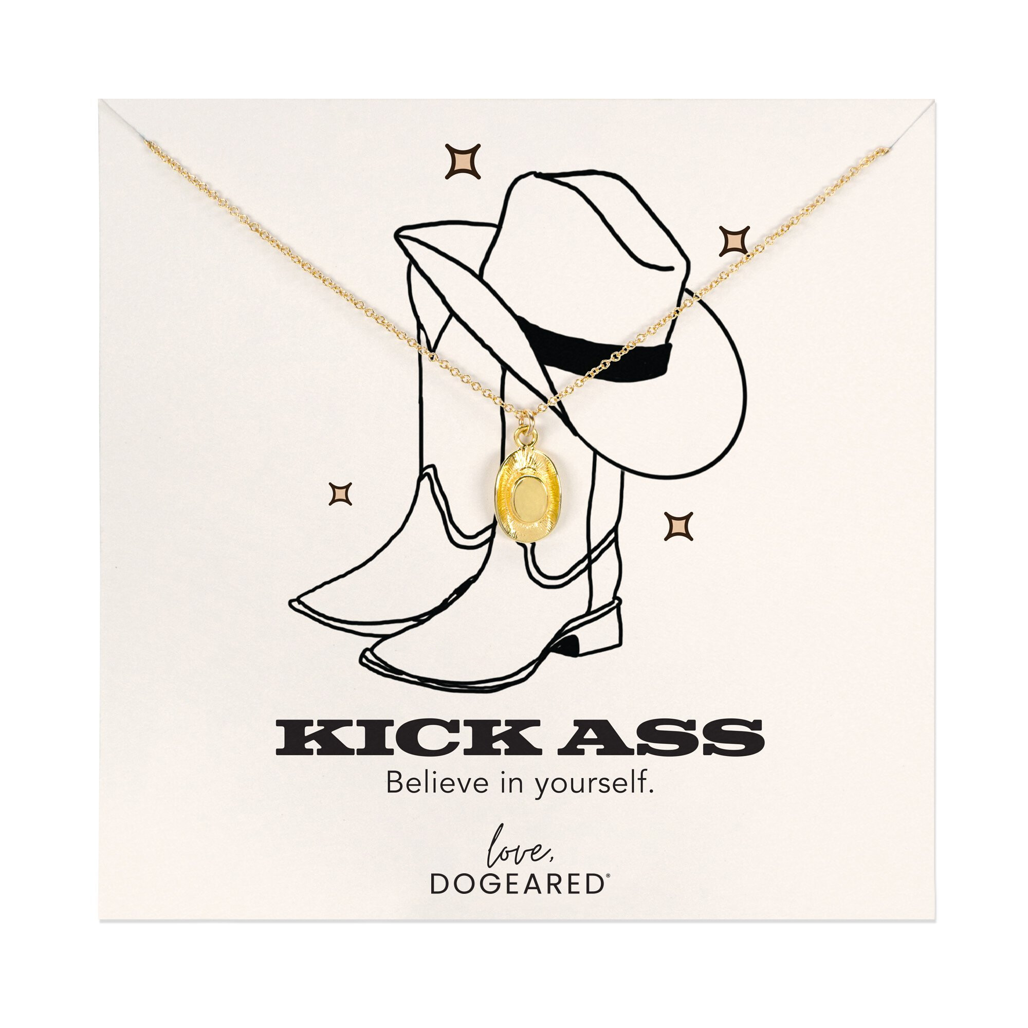 Bijuterii Femei Dogeared Modern Kick Ass Cowboy Hat Necklace 16quot w 2quot Extender Gold