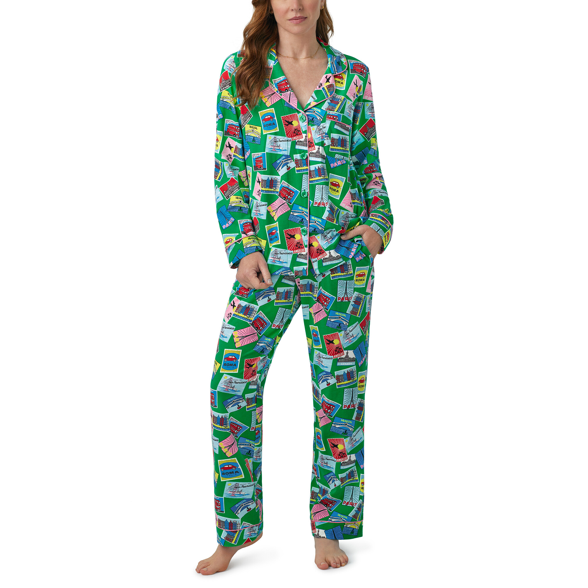 Imbracaminte Femei BedHead Pajamas Long Sleeve Classic PJ Set Greetings From