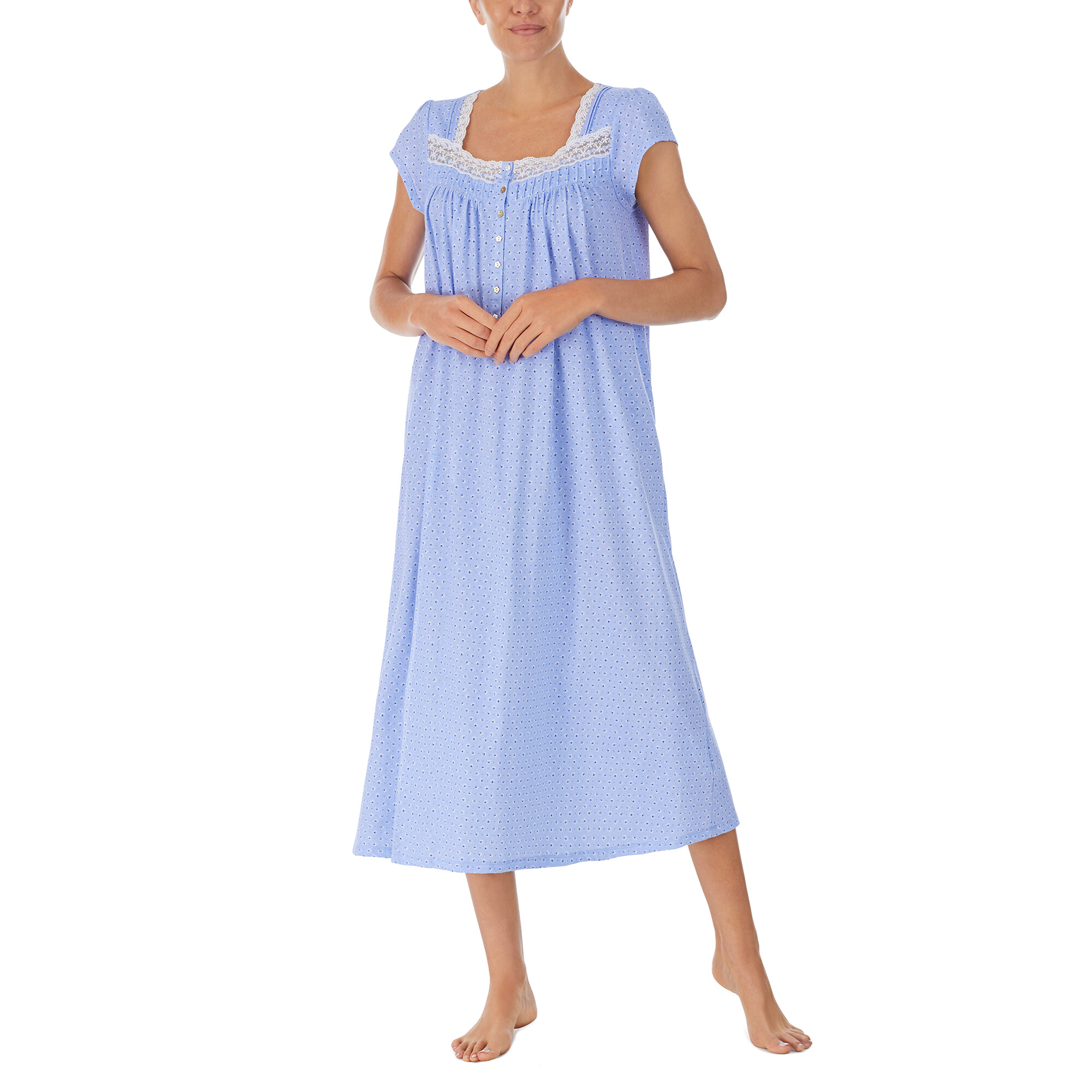 Imbracaminte Femei Eileen West Cap Sleeve Long Gown Blue Ground Daisy