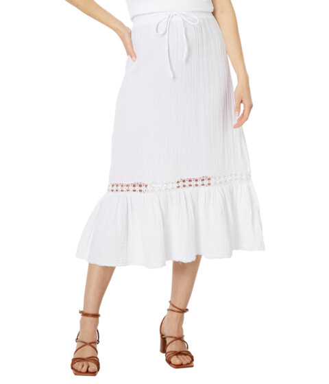 Imbracaminte Femei Mod-o-doc Double Layer Gauze Midi Half Tiered Skirt White