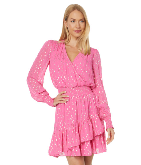 Imbracaminte Femei Lilly Pulitzer Cristiana Dress Aura Pink Viscose Metallic Clip Dobby