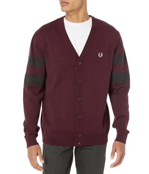 Imbracaminte Barbati Fred Perry Tipped Sleeve Cardigan Oxblood