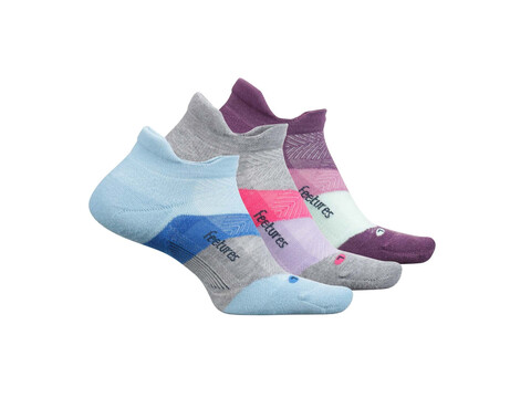 Imbracaminte Barbati Feetures Elite Max Cushion No Show Tab 3-Pair Pack Peak PurpleGradual GrayBig Sky Blue
