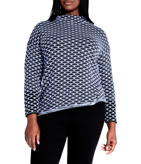 Imbracaminte Femei NICZOE Plus Size Pixel Play Sweater Blue Multi