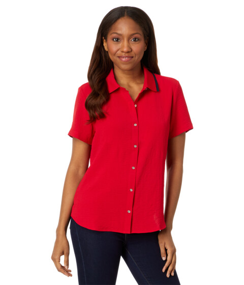 Incaltaminte Femei Tony Bianco Short Sleeve Button Up With Ribbed Collar Scarlet