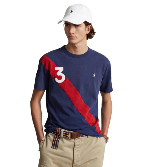 Imbracaminte Barbati Polo Ralph Lauren Classic Fit Banner-Stripe Jersey T-Shirt Blue