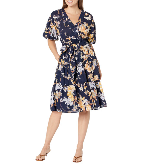 Imbracaminte Femei LAUREN Ralph Lauren Petite Floral Belted Cotton Voile Dress Navy Multi