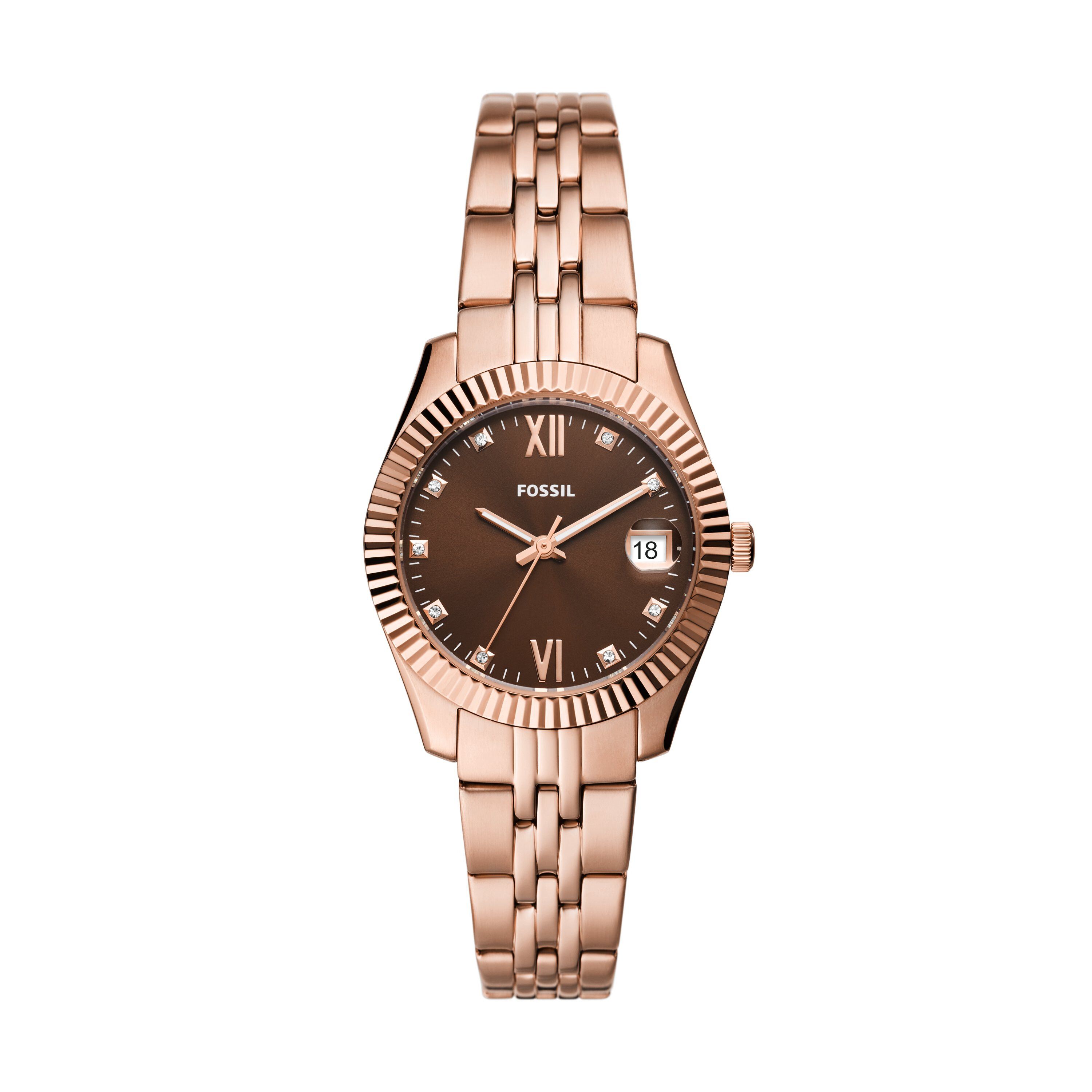 Ceasuri Femei Fossil Scarlette Three-Hand Date Rose Gold-Tone Stainless Steel Watch - ES5324 Rose Gold
