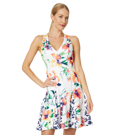 Imbracaminte Femei Vince Camuto Printed Scuba Fit-and-Flare with Combo Godets Ivory Multi