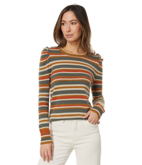 Imbracaminte Femei Mod-o-doc Earthy Stripe Long Sleeve Puff Sweater Ochre Multi