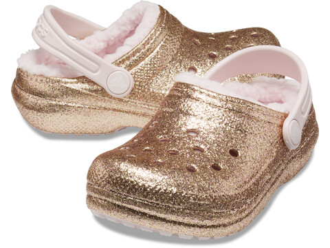Incaltaminte Fete Crocs Classic Lined Glitter Clog (Toddler) GoldBarely Pink