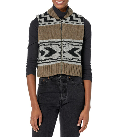 Imbracaminte Femei Pendleton Shetland Zip Sweater Vest Walnut Mix