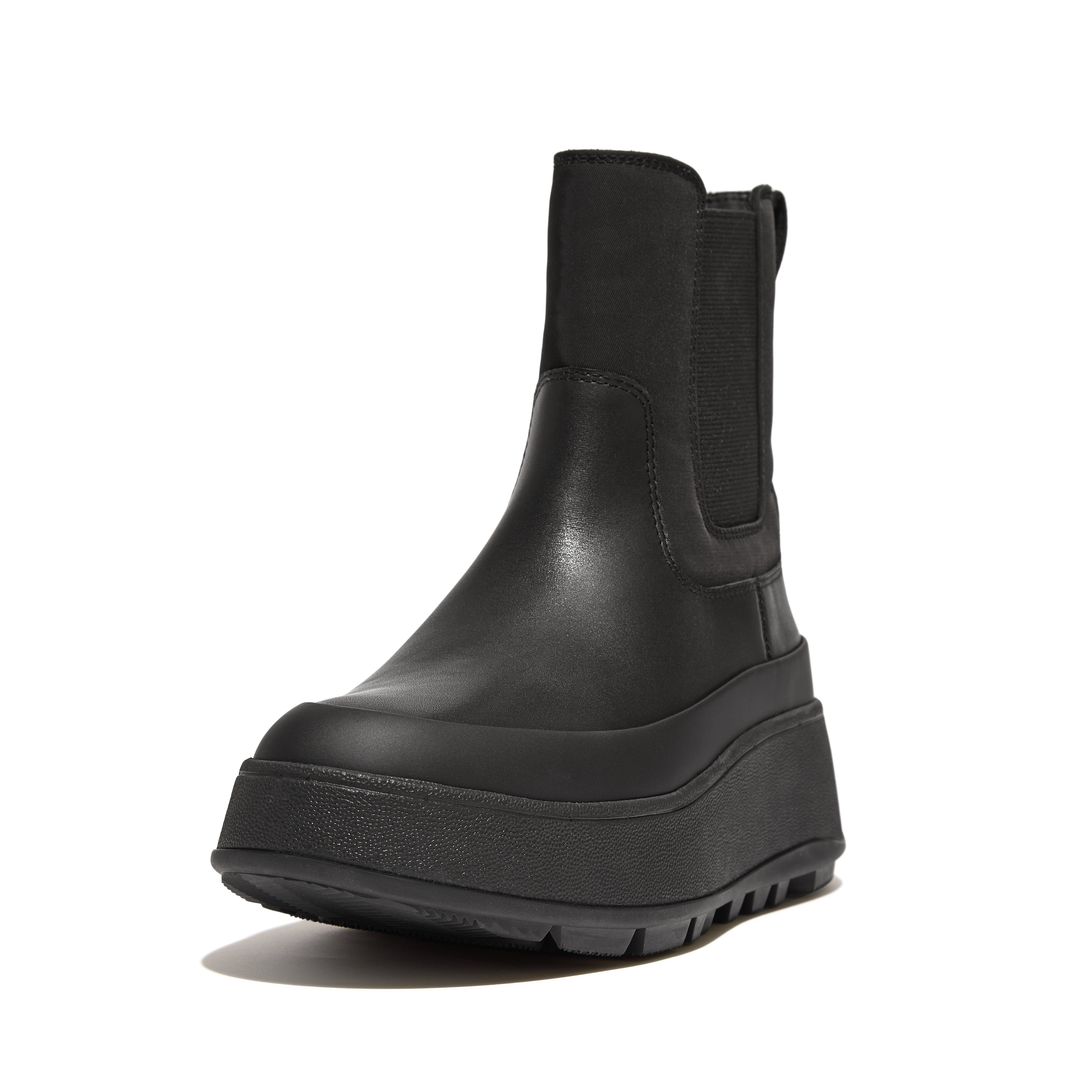 Incaltaminte Femei FitFlop F-Mode Water-Resistant Flatform Chelsea Boots All Black
