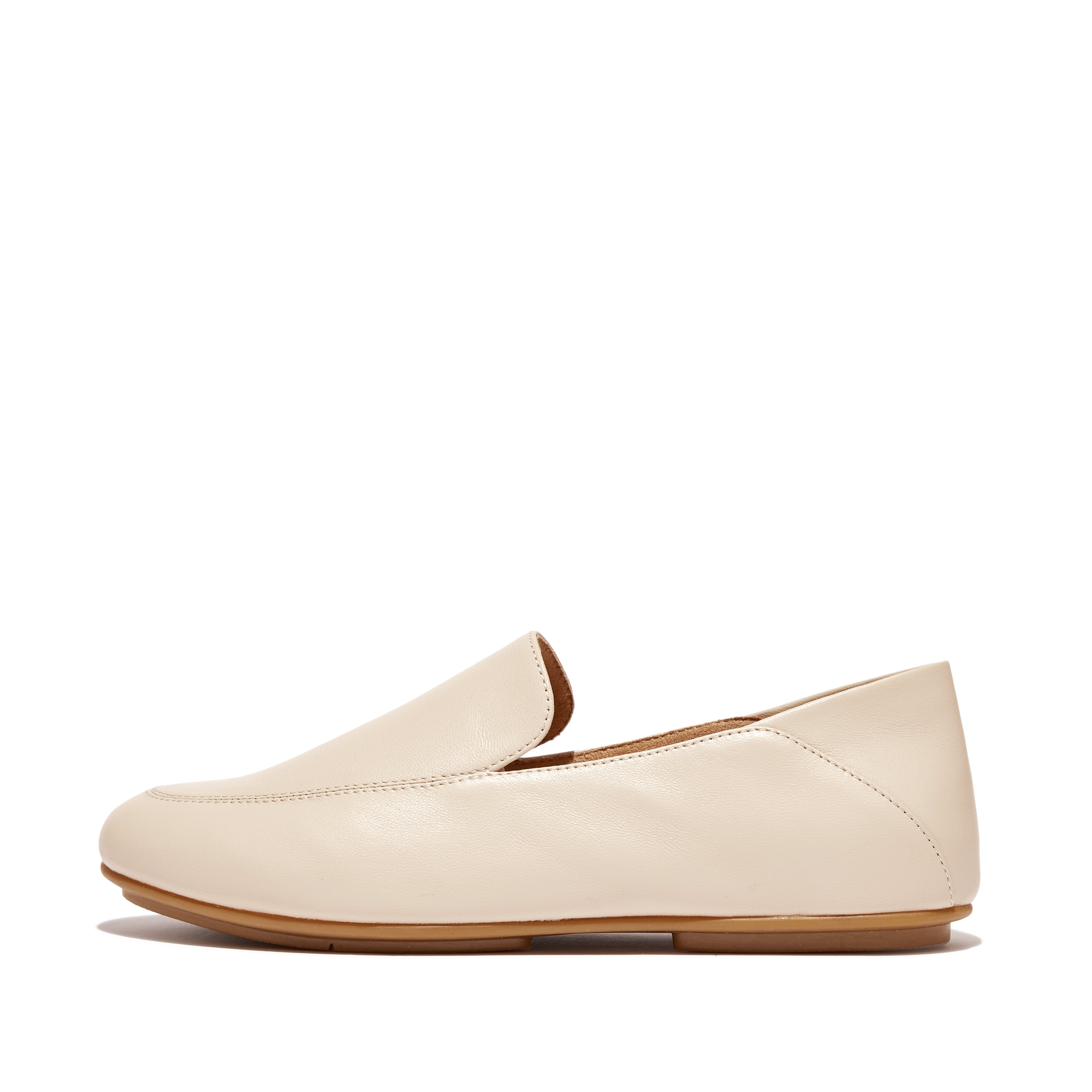 Incaltaminte Femei FitFlop Allegro Crush-Back Leather Loafers Stone Beige