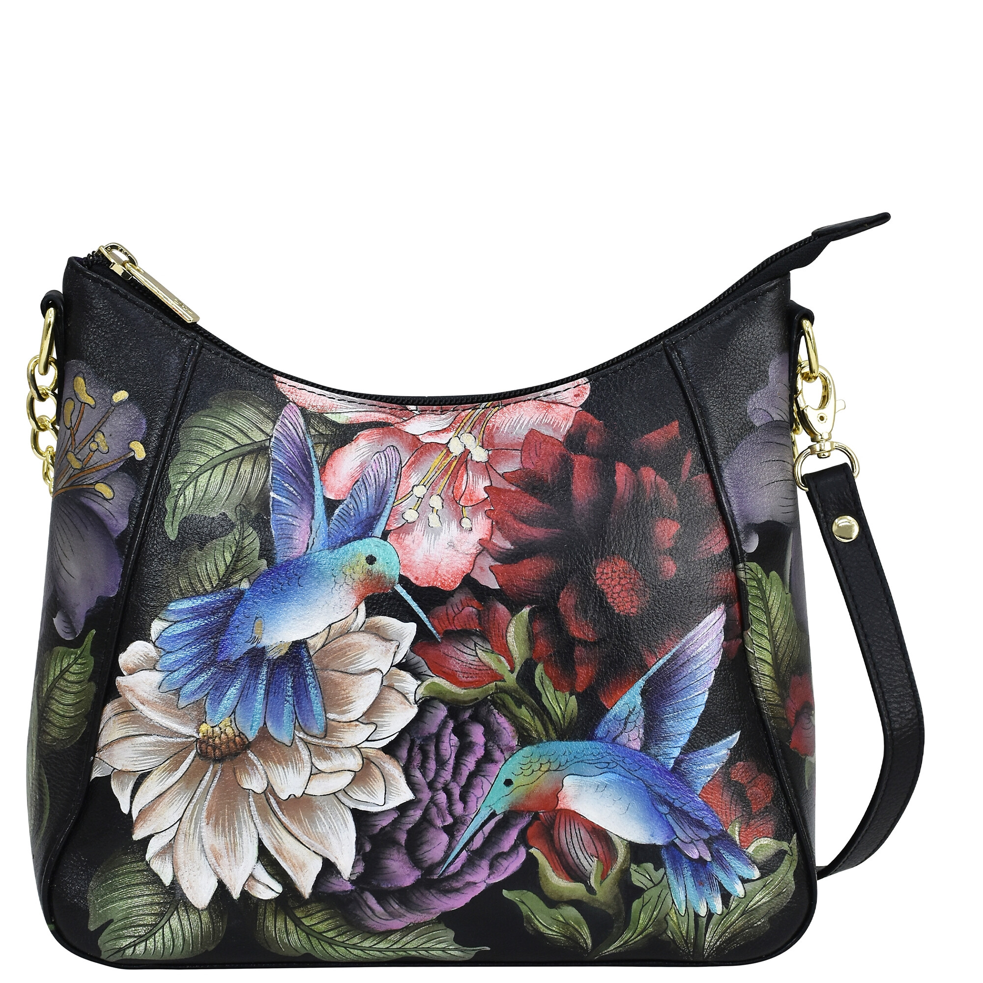 Genti Femei Anuschka Handbags Zip-Top Shoulder Hobo - 709 Hummingbird Heaven