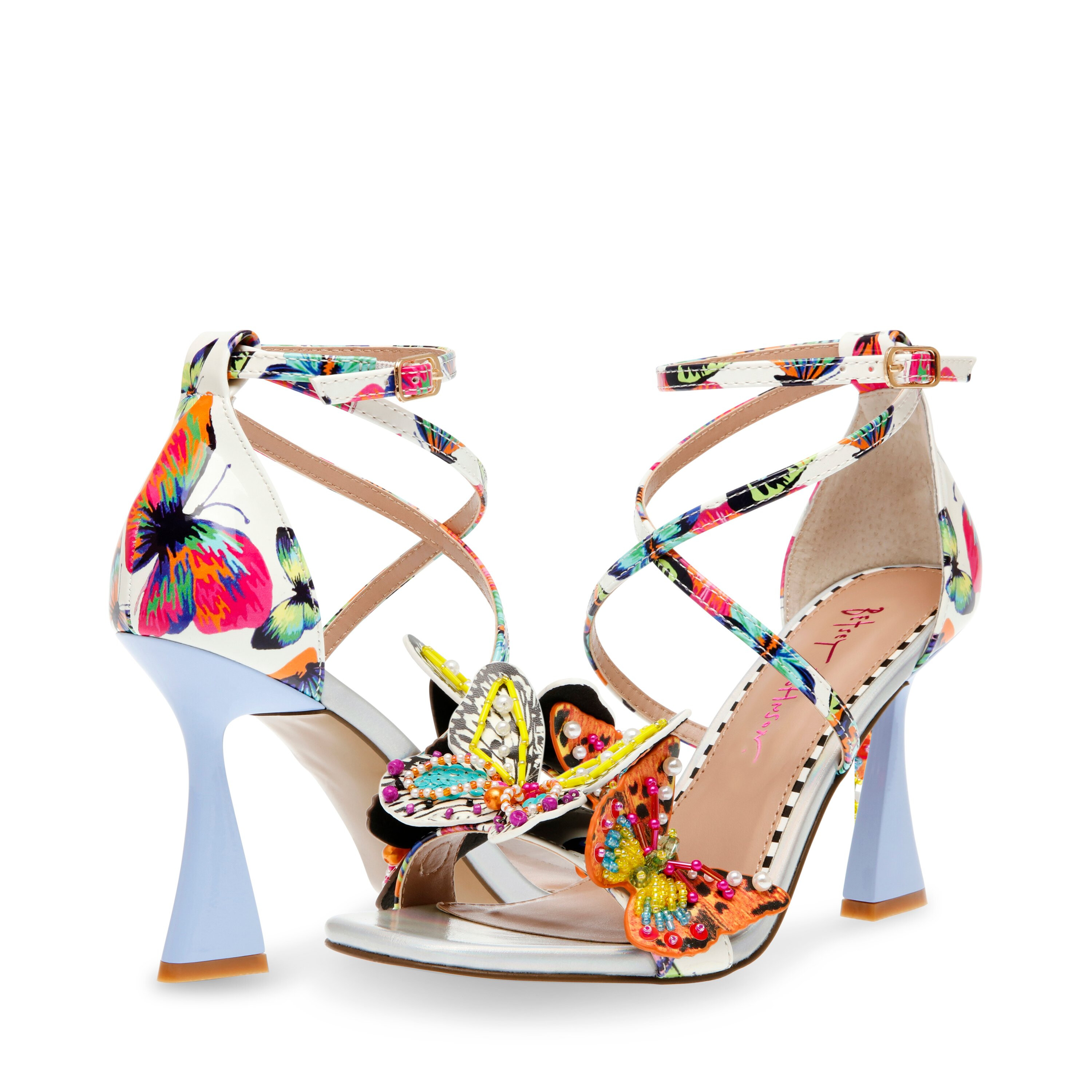 Incaltaminte Femei Blue by Betsey Johnson Trudie Heeled Sandals White Butterfly