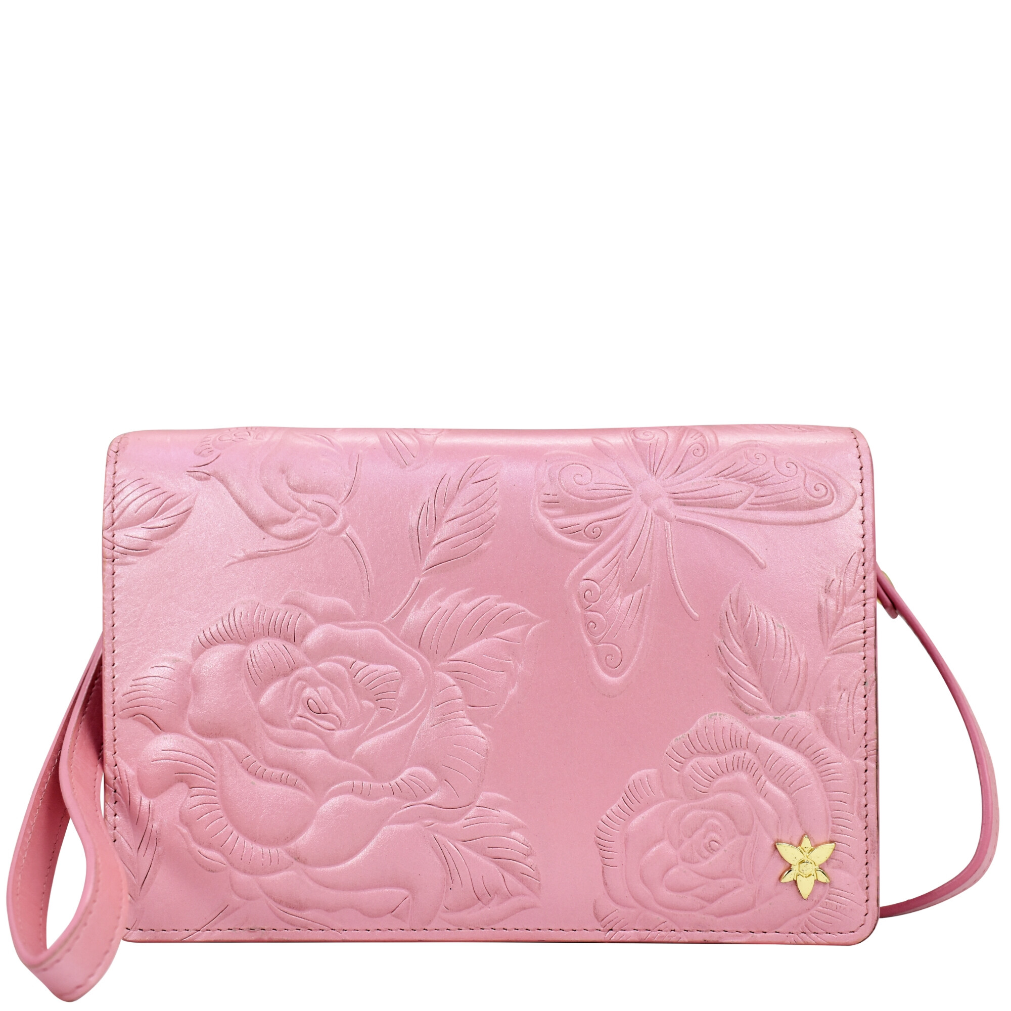 Genti Femei Anuschka Handbags 4 in 1 Organizer Crossbody - 711 Tooled Rose Pearl Pink