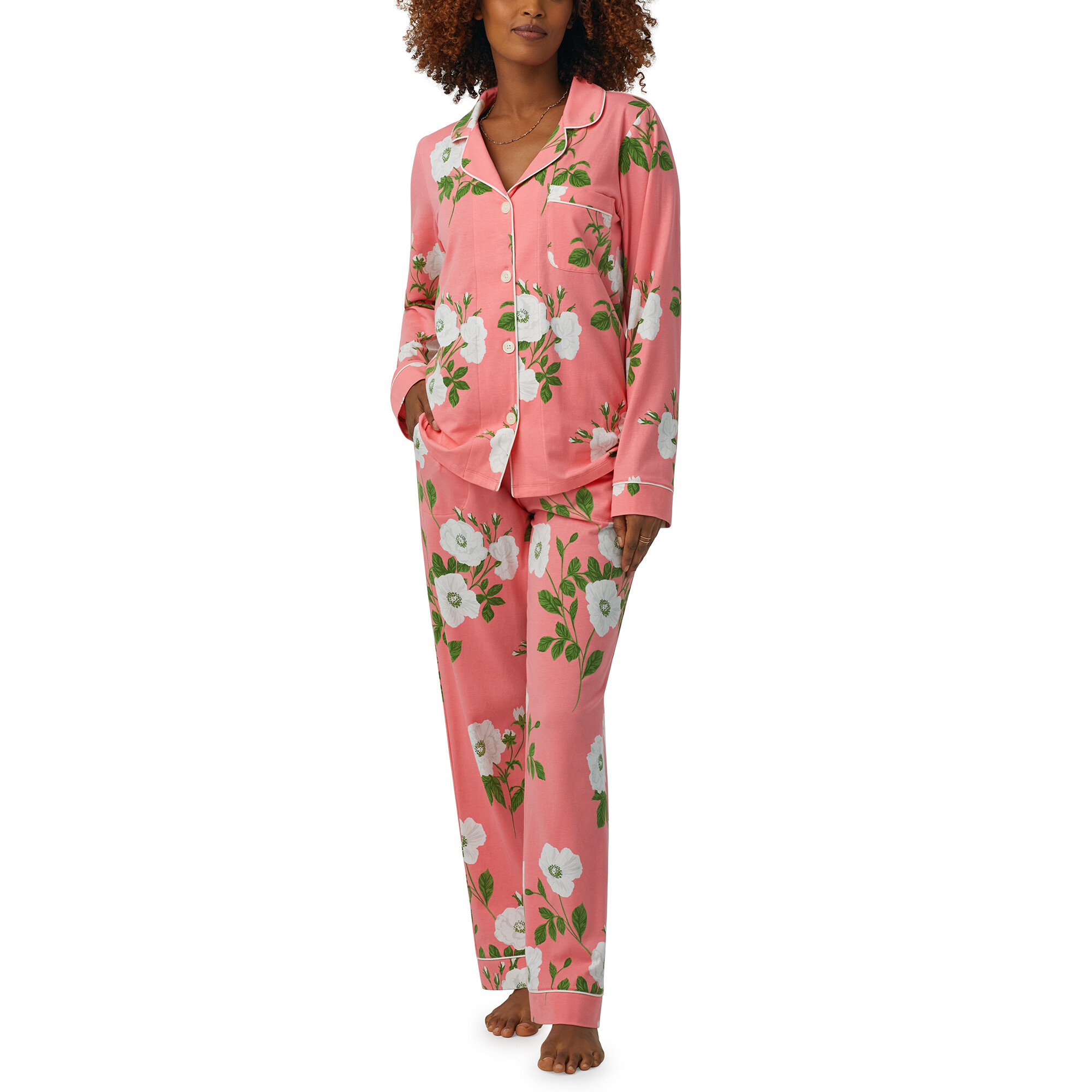 Imbracaminte Femei BedHead Pajamas Long Sleeve Classic PJ Set White Poppy