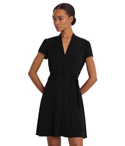 Imbracaminte Femei LAUREN Ralph Lauren Belted Georgette Short Sleeve Dress Black