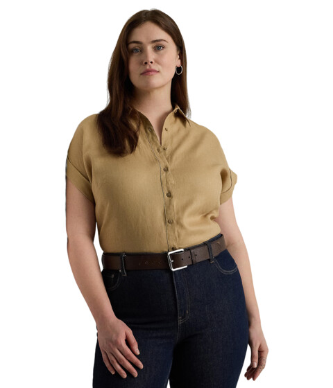 Imbracaminte Femei LAUREN Ralph Lauren Plus-Size Linen Dolman-Sleeve Shirt Birch Tan