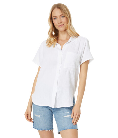 Imbracaminte Femei bobi Los Angeles Button Front Short Sleeve Pocket Top White