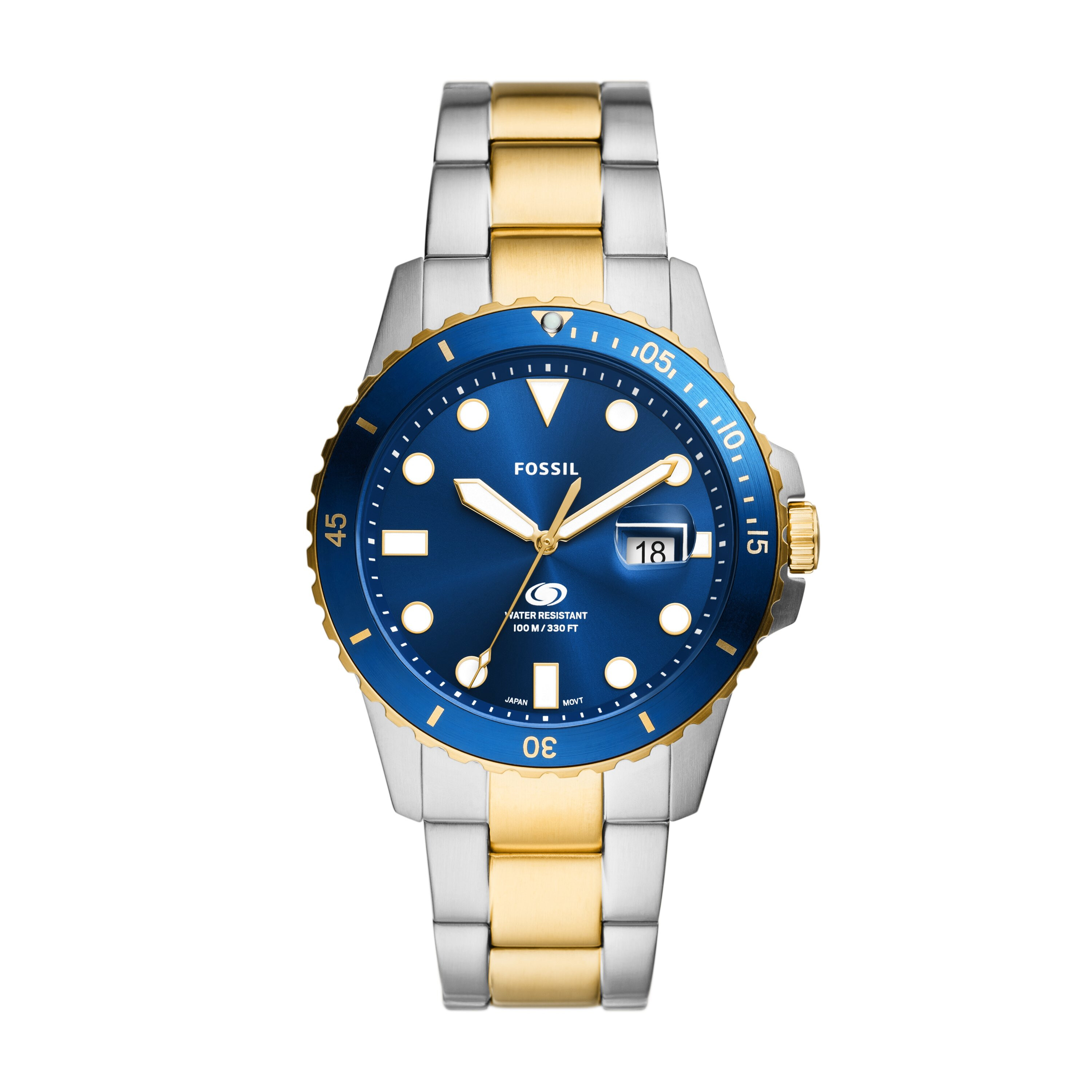 Ceasuri Barbati Fossil Fossil Blue Dive Three-Hand Date Two-Tone Stainless Steel Watch - FS6034 Silver