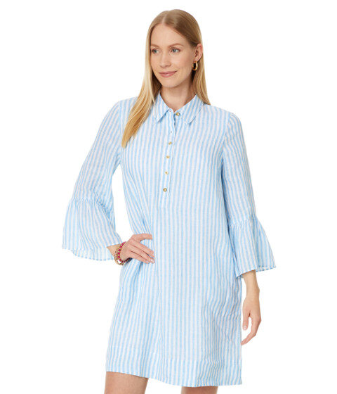 Imbracaminte Femei Lilly Pulitzer Jazmyn 34 Sleeve Linen Tunic Dress Lunar Blue Bimini Stripe