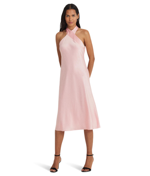 Imbracaminte Femei LAUREN Ralph Lauren Satin Charmeuse Halter Cocktail Dress Pink Opal