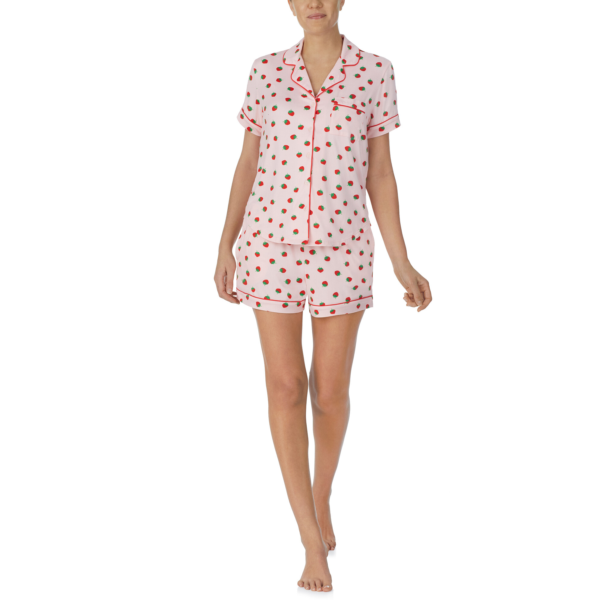 Imbracaminte Femei Kate Spade New York Short Sleeve Notch Boxer PJ Set Strawberries