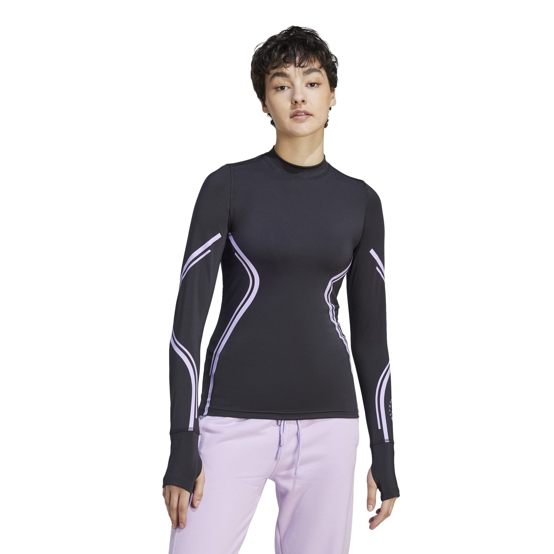 Imbracaminte Femei adidas by Stella McCartney Truepace High Neck Long Sleeve IB6802 BlackPurple Glow
