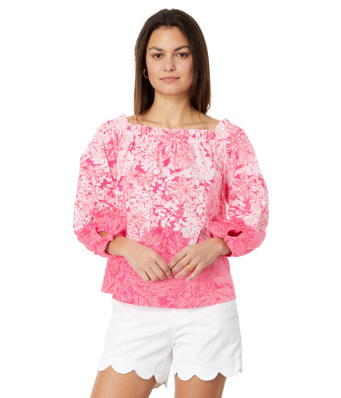 Imbracaminte Femei Lilly Pulitzer Jamielynn Long Sleeve Off The Shoulder Top Roxie Pink Shadow Dancer Engineered