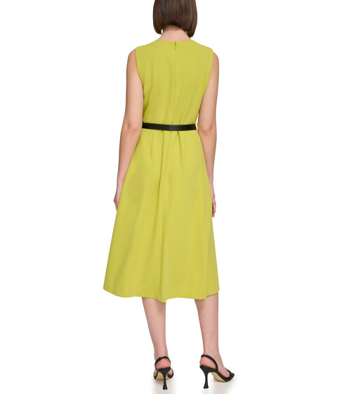 Imbracaminte Femei Calvin Klein Sleeveless Scuba Crepe Belted Midi Dress Celery