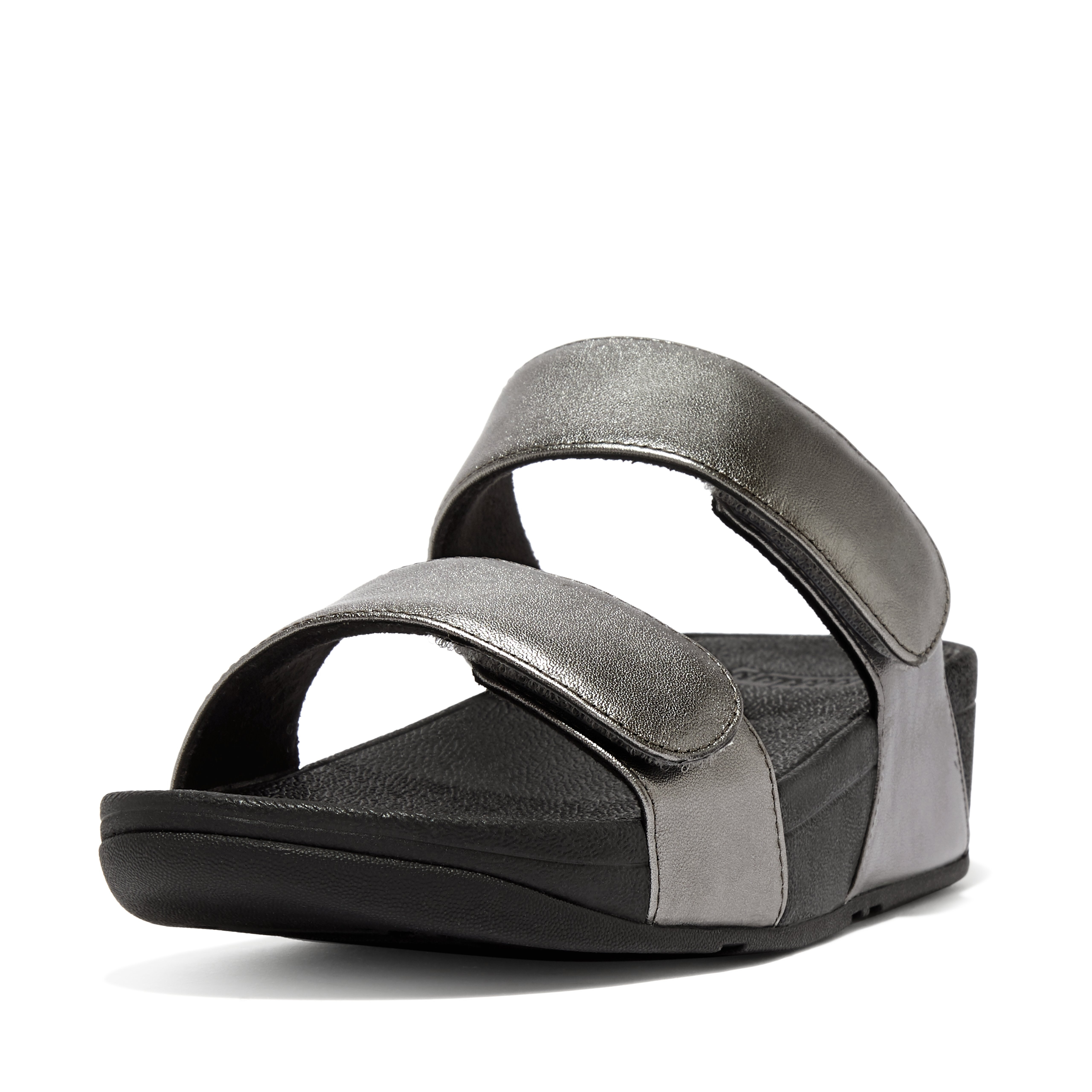 Incaltaminte Femei FitFlop Lulu Adjustable Leather Slides Classic Pewter Mix