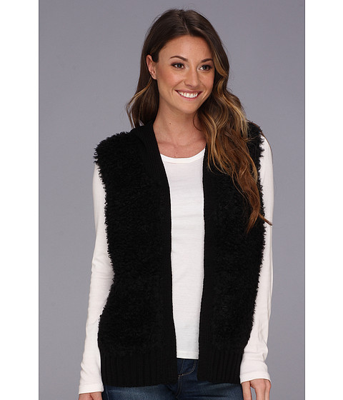 Imbracaminte Femei Echo New York Faux Fur Vest with Knit Hood Black