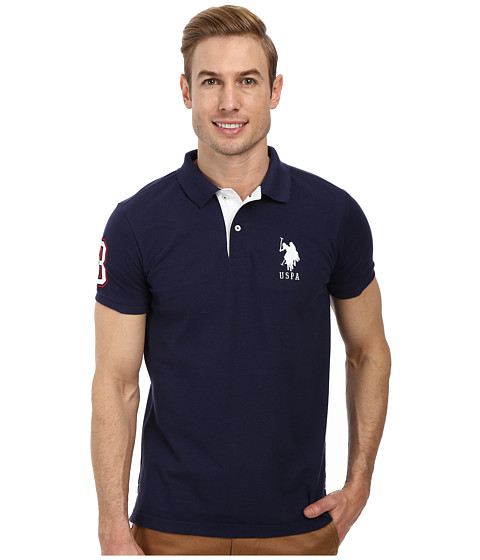 Incaltaminte Femei US Polo Assn Slim Fit Big Horse Polo with Stripe Collar Classic NavyWhite