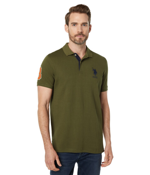 Incaltaminte Femei US Polo Assn Slim Fit Big Horse Polo with Stripe Collar Cypress Olive