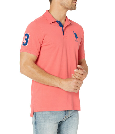 Incaltaminte Femei US POLO ASSN Slim Fit Big Horse Polo with Stripe Collar Pink Coral
