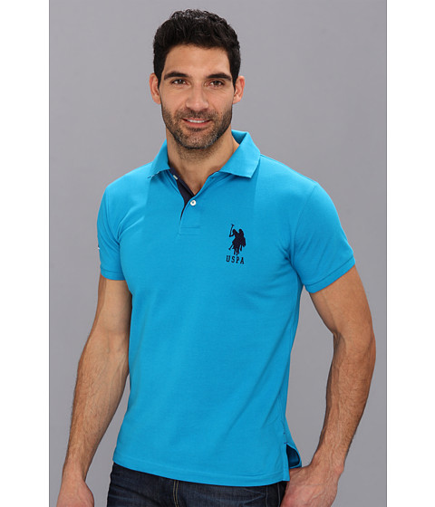 Incaltaminte Barbati US Polo Assn Slim Fit Big Horse Polo with Stripe Collar Teal Blue image1