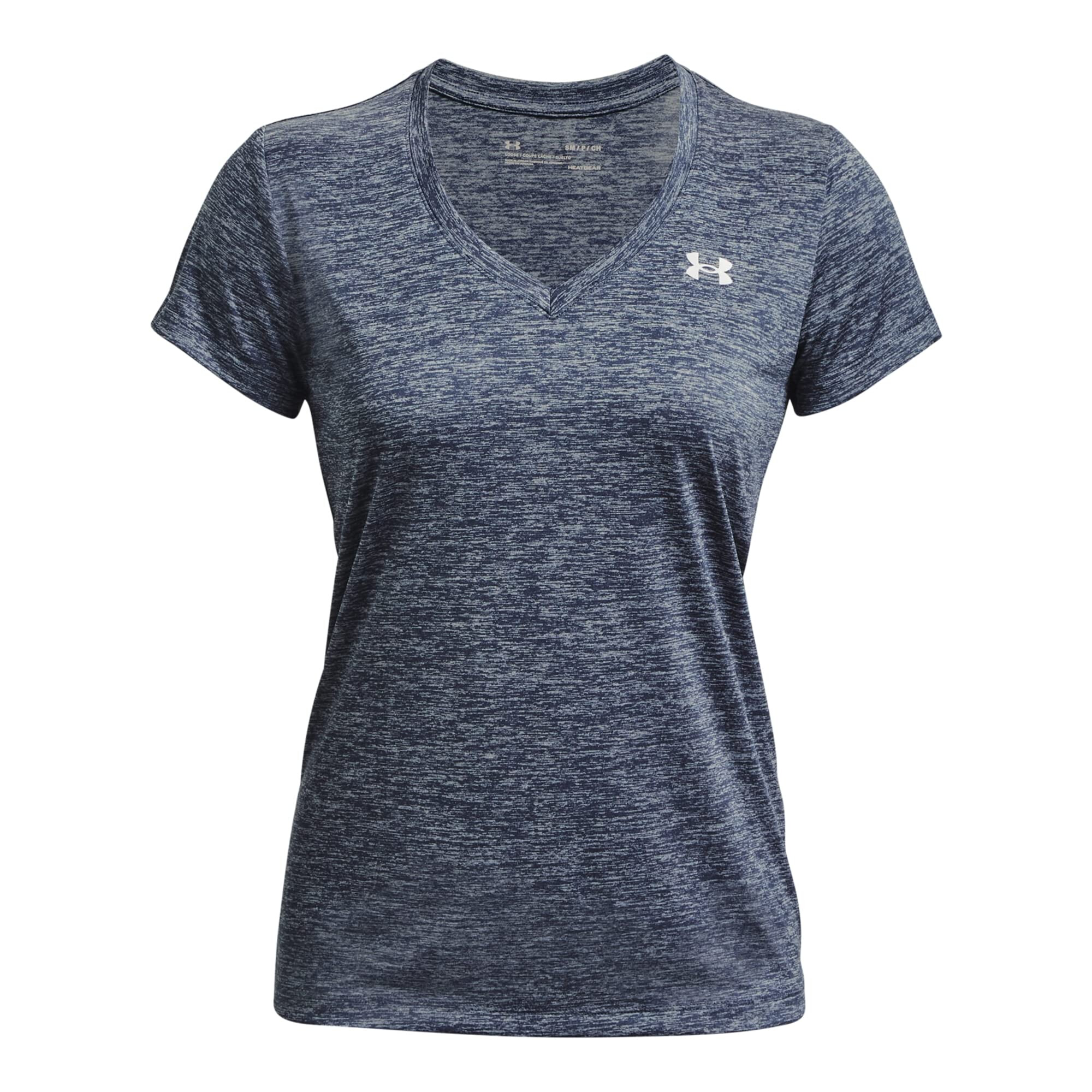 Imbracaminte Femei Under Armour UA Techtrade Twist V-Neck Downpour GrayHarbor BlueMetallic Silver