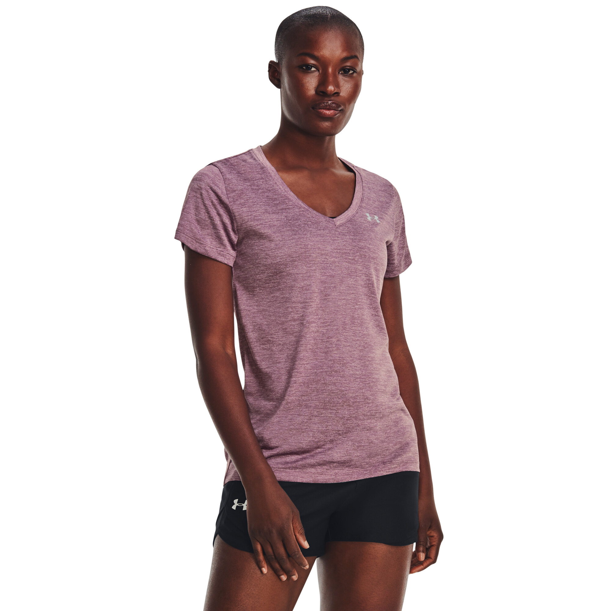 Imbracaminte Femei Under Armour UA Techtrade Twist V-Neck Misty PurpleWhiteMetallic Silver